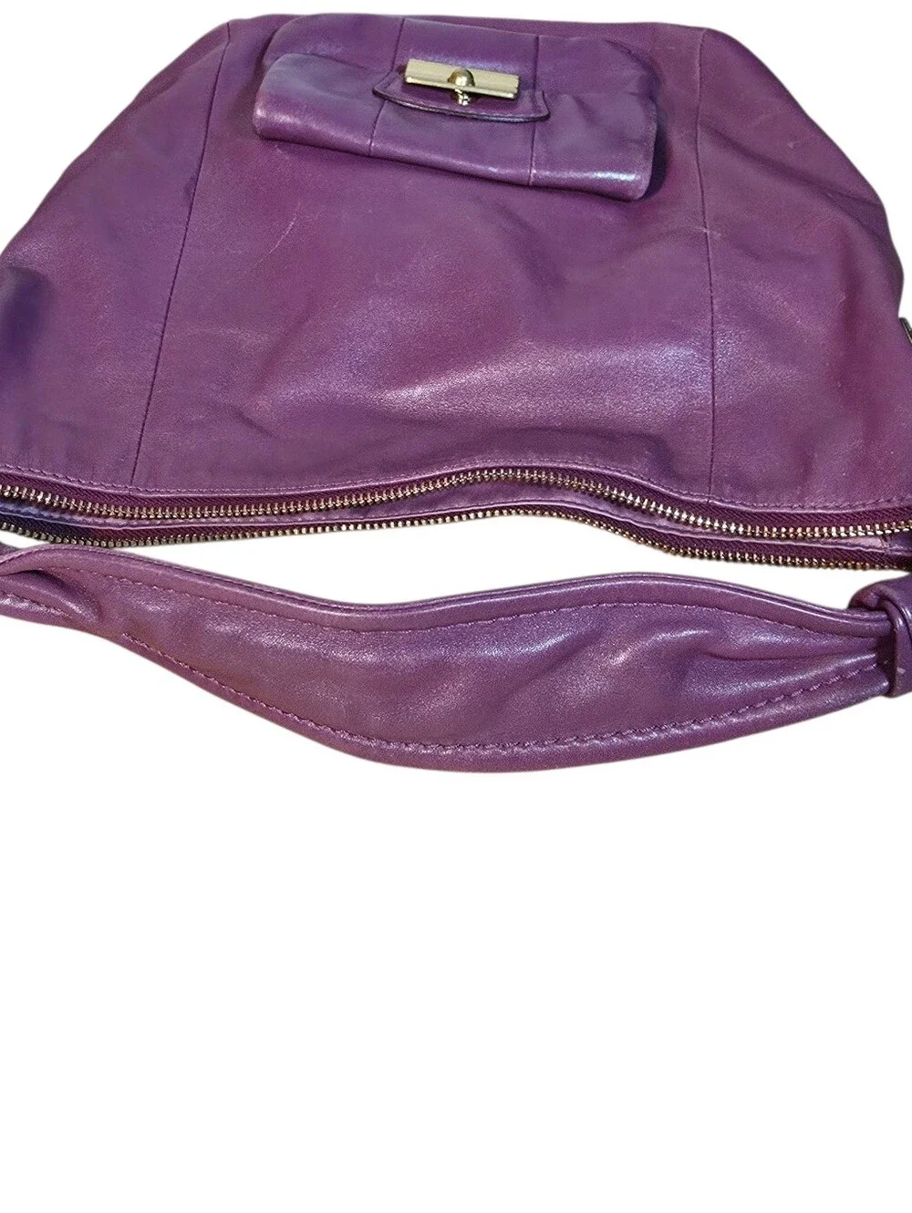 Coach Bag Kristin Purple Leather Crossbody Bag with Front Pocket